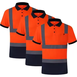 3 Pack Hi-Vis Safety Daily Work Construction Polo Shirts for Men for Women Polos de construcción de seguridad hv (066-3P-ONavy, XL)