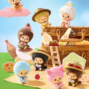 MINISO Monchhichi Coffee Farm Series Face-Changing Blind Box Keychain – Vintage Cute Collectible Retro Style Fluffy Pendant, Perfect Gift for Monchhichi Fans, Adorable Transformable Bag Charm, Ideal Gift for Girlfriends Smmer Vibes