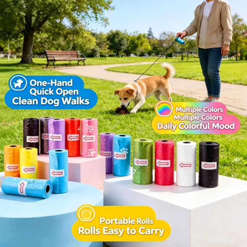 Premium Thick Dog Poop Bags with Leak-Proof Design | Multicolor Disposable Pet Waste Bags for Daily Dog Walking & Outdoor Use