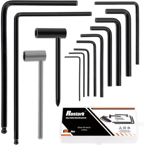 13Pcs Guitar Allen Wrench Truss Rod Wrench Set, 4mm & 5mm Truss Rod Allen Wrenches, 7mm & 8mm Truss Rod Hex Box Wrenches, 9Pcs Allen Wrenches for Guitar Bass Neck Bridge Nut Screw Adjustment