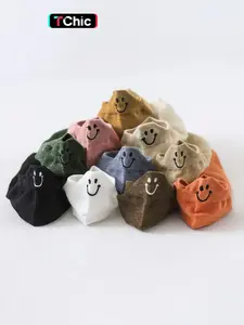 Women's Cute Cartoon Eyes and Smiley Embroidered Heel Design, Invisible Socks, Casual Slim-Fitting Shoes, All Seasons