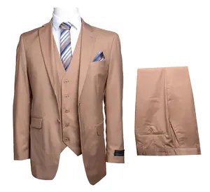 sophisticated tan/champagne three-piece suit
