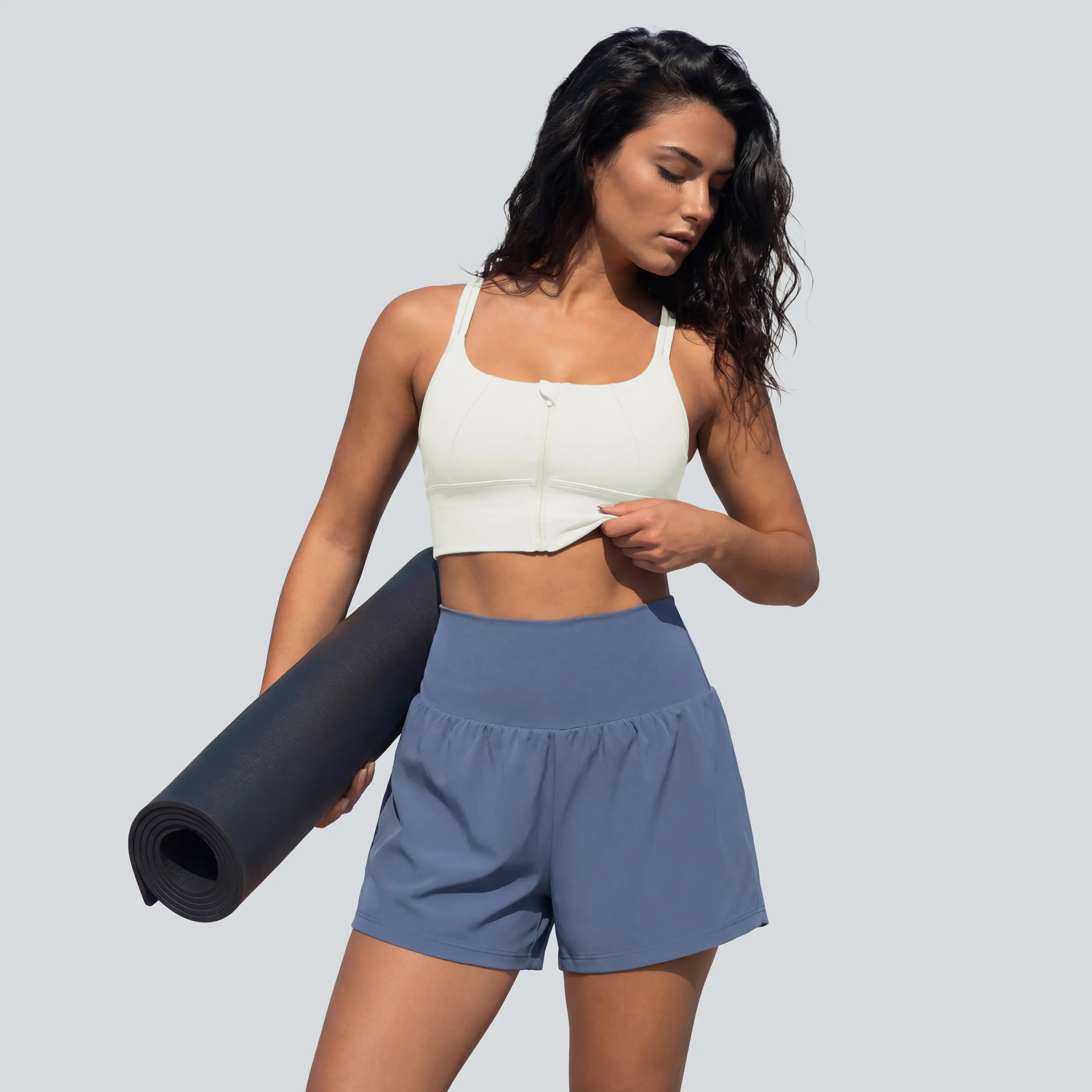 Halara SoftlyZero Airy Super High Waisted 2-in-1  InstantCool Yoga Shorts 5'' with Pockets-Longer Length