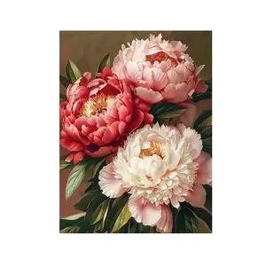 Blossoming Peony DIY Digital Painting Kit, 16x20 Inch Frameless Canvas, Beginner-Friendly Acrylic Art Set, Home Wall Decor Gift Idea