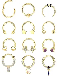 16G 10MM Septum Rings for Women Men Steel Septum Jewelry Horseshoe Hoop Septum Piercing Jewelry
