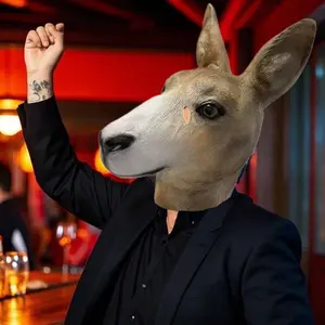 Kangaroo Mask, 1/2 Counts Realistic Animal Mask, Role Playing Props for Halloween Birthday Party Carnival Party Costume Props
