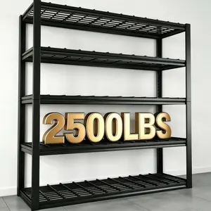 2500 Lbs Heavy Duty 5-Tier Adjustable Metal Storage Shelf, Black Carbon Steel Garage Shelving Unit Easy Assembly Multipurpose Rack for Warehouse Workshop Commercial Use
