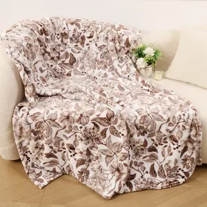RoseKind Brown Flowers Super Soft Throw Blanket 3D Design Lightweight Fuzzy Cozy Blankets for Sofa Chair Bed Ideal Gift for Lovers Women Men Friends Pets,Cloud Soft Knit for Instant Cool Relief