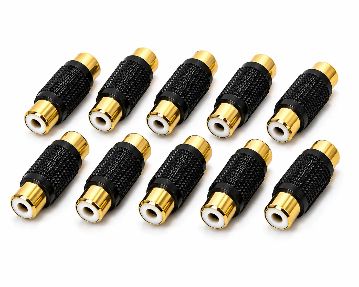 MR DJ USA MDFF100B-10 Female-to-Female RCA Barrel Connector Black (10 Pack)