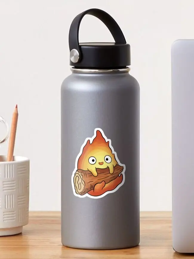 Cute Flame Creature Sticker, Enchanted Fire Vinyl Decal, Magical Graphic