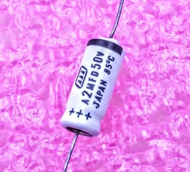 2uF 50V, Axial Electrolytic Capacitor, Polarized, Tolerance ±20%