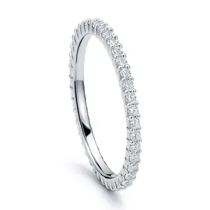 BERRICLE Sterling Silver Wedding Rings Stackable Eternity Band Ring for Women, Pave Set Round Cut Cubic Zirconia CZ