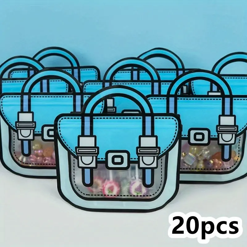 Durable Plastic Organizers, 20 Pack Small Reusable Gift Container with Handle Carry - 7 x 8.25 Inch for Personal Care, Window, Storage Pouch, Handle Carry Pouch, Organiser, Small Bag