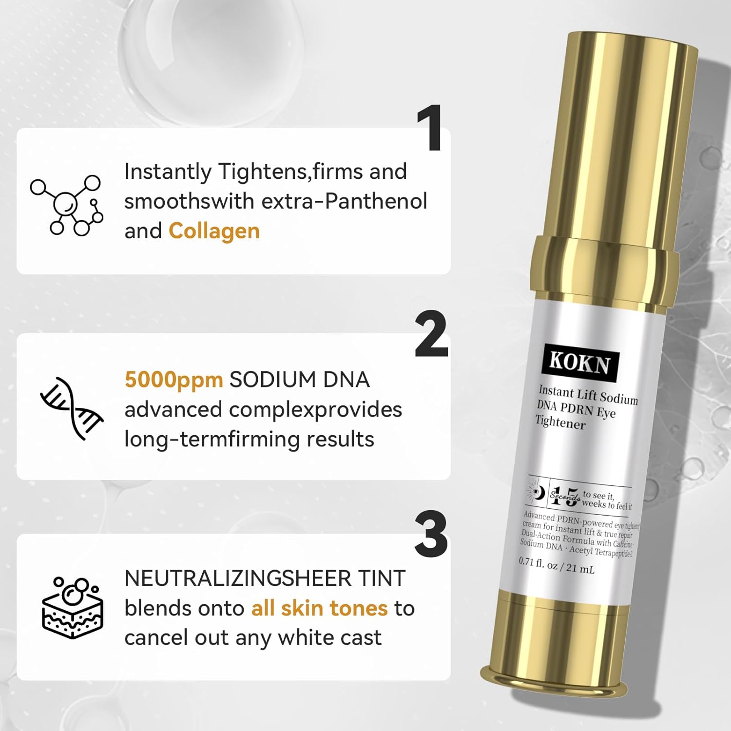 KOKN 15S Instant Eye Cream Firmx Eye&Face Cream | Temporary Eye Tightener | Smooths Wrinkles,Puffy Eyes & Bags