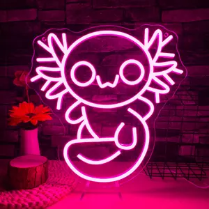 Pink Axolotl-Shaped Neon Light — Wall-Mountable, USB-Powered — Home & Room Wall Decor — An Ideal Birthday Gift Choice