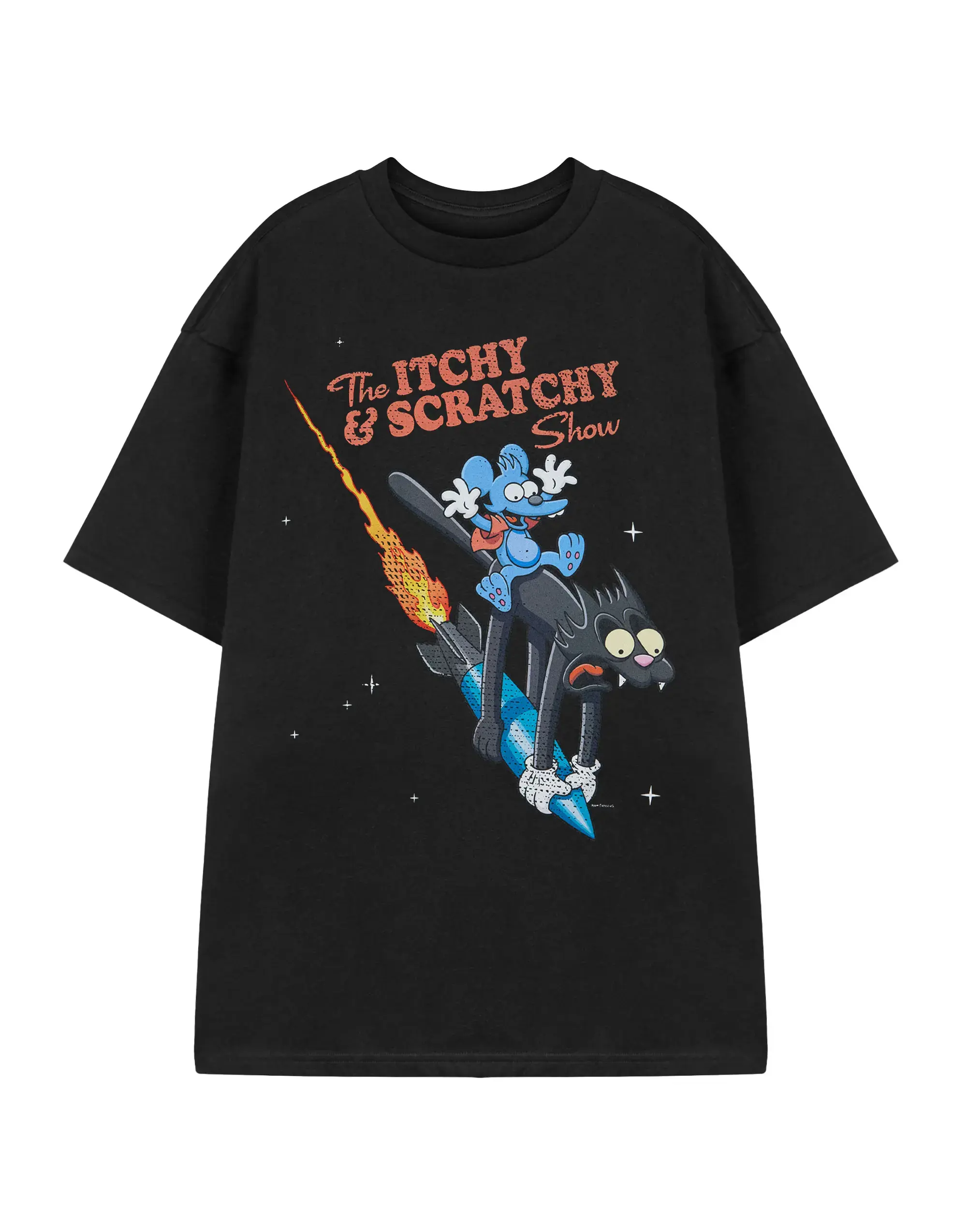 Itchy & Scratchy Show Rocket T-Shirt, Funny Simpsons Cartoon Graphic Tee, Retro Animation Fan Shirt, Classic TV Inspired, Unisex Short Sleeve T-Shirt