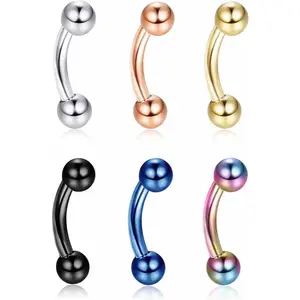 FINREZIO 6Pcs G23 Titanium Belly Button Rings 14G 6MM 8MM Short Bar Belly Rings Navel Rings for Women Men Cute Petite Belly Button Piercing Jewelry with 3MM Small End Balls Daily
