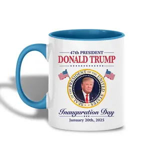 Donald Trump 47th Accent Mug 11oz, Trump Vance 2024 Election Winner President Cup, Election Victory Gift for Christmas