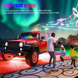 Nilight 6Pcs Car Under glow Neon Accent Strip Lights 300 LEDs RGB Multi Color DIY Sound Active Function Music Mode with APP Control and Remote Control for Car Van SUV Truck led  custom lights remote lights sea light Bluetooth Controlled Smart RGBIC color