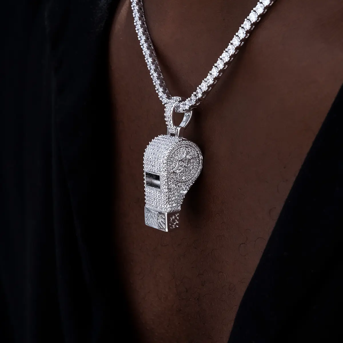 GLD Iced Functioning Coaches Whistle Pendant in White Gold (Chain Not Included) - Perfect Gift #TikTokShopBackToSchool