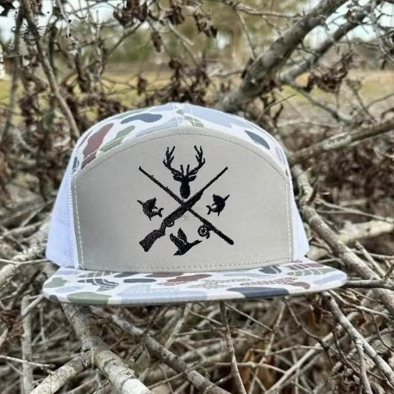 Vintage Camo Hunting Fishing Trucker Hat Embroidered Camouflage Baseball Cap Adjustable Snapback Outdoorsman Gift For Hunter Fisherman Hat