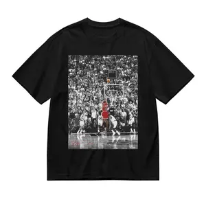 Basketball Action Graphic Tee – Iconic Game Moment Black T-Shirt for Women & Men, Soft Relaxed Fit, Sports Statement Shirt