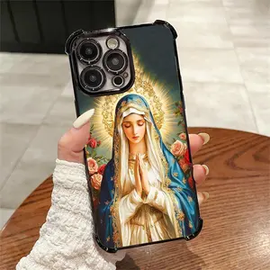 Virgin Mary Clear Protective Four Comers Air Cushion Anti-drop CellPhone Case Clear BracketPhone Case for iPhone 17 16 15 14 13 12 Pro Max 15 14 Plus Four Corners Cases # IPMLY1 Protection Cover