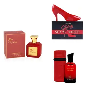 Ladies Red Perfume Set - Rouge , Berry, Cherry, Floral - 3 Large Bottles - Women's Perfume Set