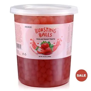 SYRUVIA Boba Pearls Popping Bursting Boba, Tapioca Pearls For Bubble Tea (Strawberry , 2 LB 1 Pack) Sweet Beverage