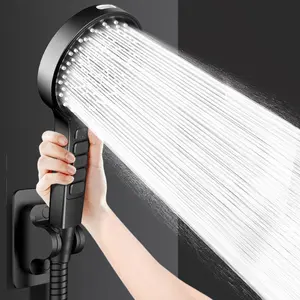 9-Modes Shower Head, Silver Color, 147cm Hose, No-Drilling Bracket, Handheld Power Spray, One-Touch Stop, Gift for Parents