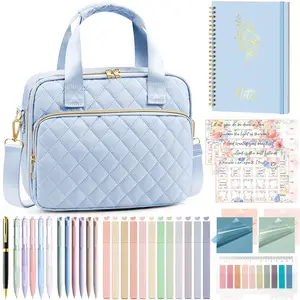 Floe Bible Cover Case for Women Large Quilted Book Bag with Shoulder Strap Highlighters Tabs Journaling Kit Valentine Christmas Christian Gifts