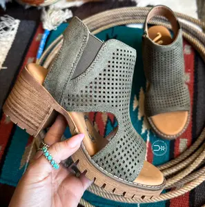Milsy Block Heels - Khaki/Olive Color, Lightweight Design, Comfortable Fit, Ideal for Everyday Wear