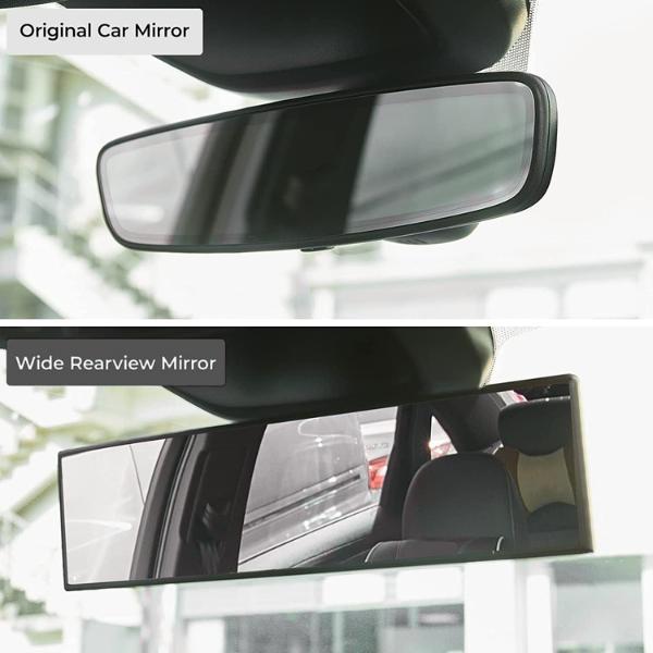 SINGARO Car Rear View Mirror  Anti-glare Panoramic Rear Mirrors Universal 11 Inch Convex Car Interior Clip on Extra Big Wide Angle Rearview Mirror Extender to Reduce Blind Spot for Car SUV Trucks