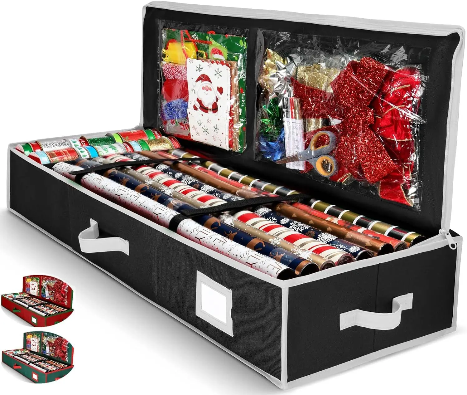 Wrapping Paper Organizer | Gift Wrap Storage Bag with Pockets (Fits 27 Rolls)