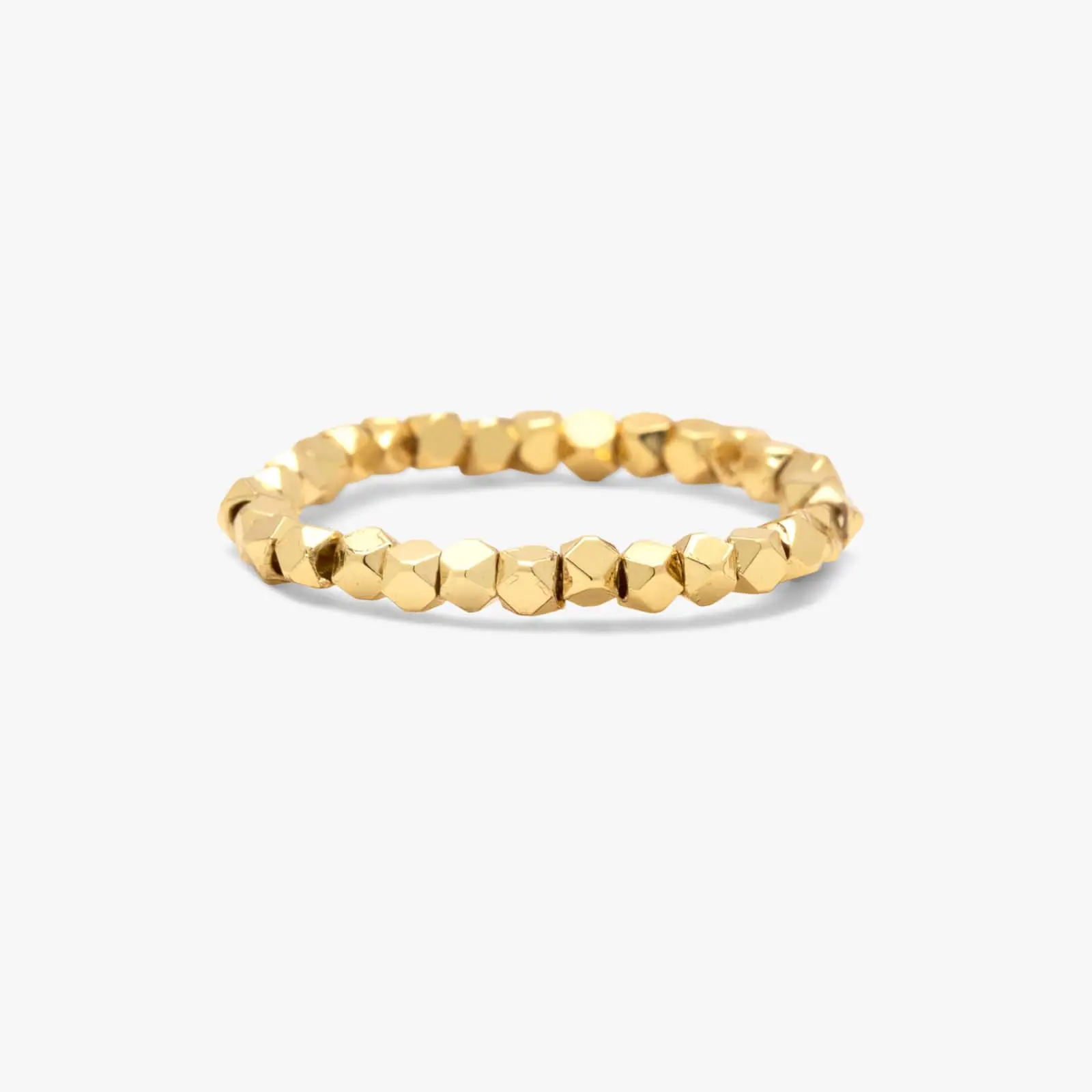 Faceted Gold Bead Stretch Ring Faceted Gold Bead Stretch Ring