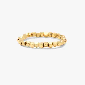 Faceted Gold Bead Stretch Ring
