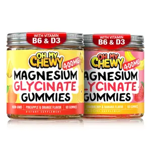 OH MY CHEWY Magnesium Glycinate Gummies Bundle – 2 Bottles (60 Each) – Strawberry Banana & Pineapple Orange Healthy Snacks Natural Dietary Supplement outdoorfun