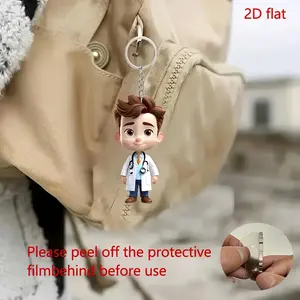 2D Flat Doctor Keychains Acrylic 2D Keychains Decorative Bag Pendants Car Key Pendants Cute Cartoon Design Waterproof Commemorative Gifts Christmas Decorations