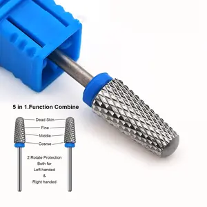 1pc Blue New 5 In 1 Tungsten Steel Polishing Head, Nail Polish Polishing Head, Double-Sided Winding Teeth, Quick Nail Removal And Dead Skin Removal Tool, Can Be Used On Both Hands With Electric Polishing Machine, Manicure Universal Polishing Head