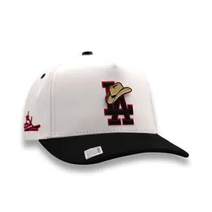LA Hats - White and Black LA Brand Cap with Unique Design Element