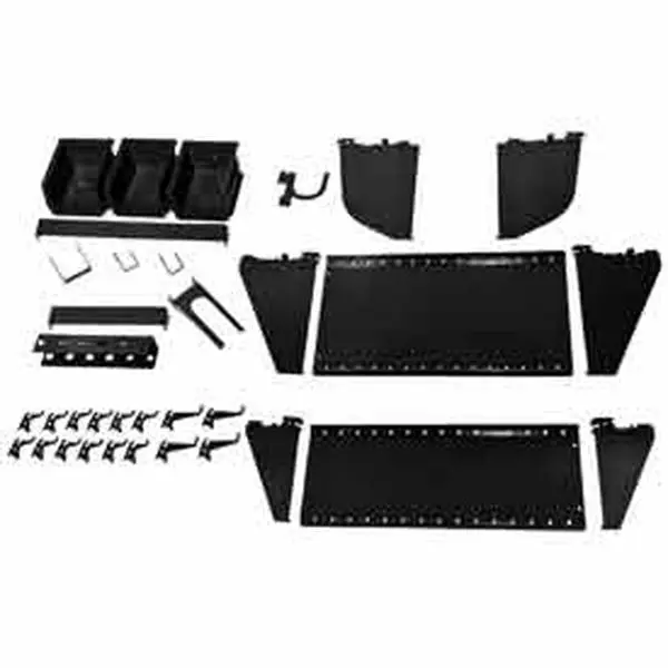 Black Metal Slotted Tool Board Workstation Accessory Kit - 1 Kit with Secure Hold, Pegboard Fit, Inches Compatibility, Garage Tool Storage, Kitchen Organization
