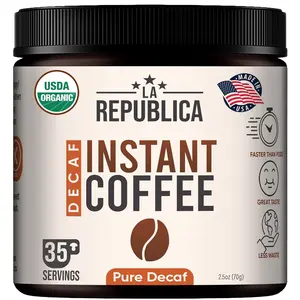 La Republica Organic Decaf Instant Coffee (35 Servings), Colombian Medium Roast, Toasted Caramel, Fair Trade, Low-Acid