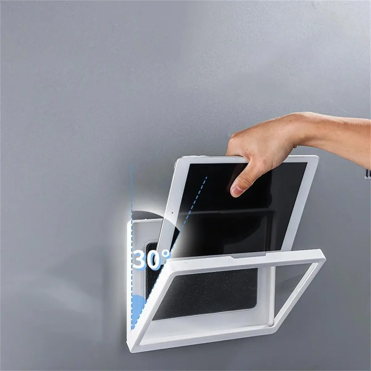 360 Degree Rotatable Tablet Holder, 1 Count Wall Mounted Tablet Storage Box, Anti-fog Touch Screen Watching TV Rack, Bathroom Tablet Holder, Tablet Mount Stand, Rotating Stand, Durable Stand, Tablet Accessories