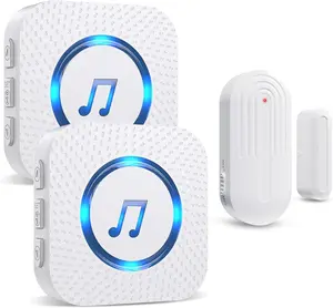 Door Chime, Door Open Contact Sensor  with 500 FT Range,26 Chimes 5 Adjustable Volume for Business/Store/Home/Office When Entering 2 Receivers +1 Sensors