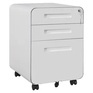 Secure 3-Drawer Rolling File Cabinet with Lock – Metal Mobile Filing Cabinet for A4/Letter/Legal – Under Desk Storage Organizer, Fully Assembled, Home Office table