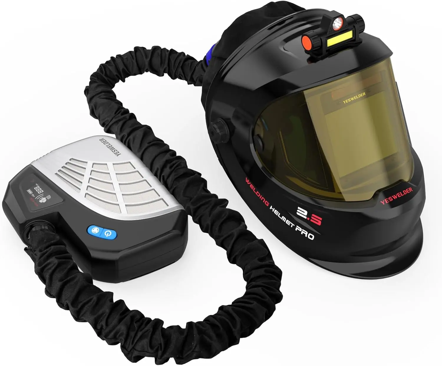YESWELDER Powered Air Purifying Respirator Auto Darkening Welding Helmet Welder Hood