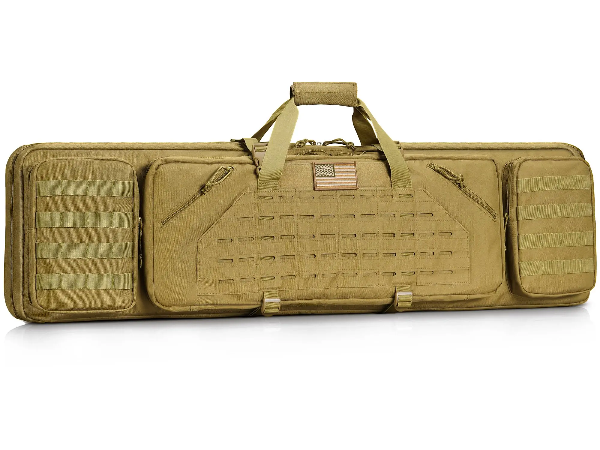 [SUPER Deals ]  42"×12" Flat Dark Earth Soft Tactical Range Case, Heavy Duty Outdoor Hunting Gear Bag with MOLLE System & Shoulder Straps