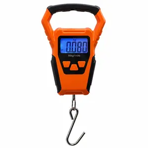 Portable Fishing Digital Scale with Tape Measure, LCD Fish Weigher Up to 110lbs, Displays Pounds Ounces and Kilograms