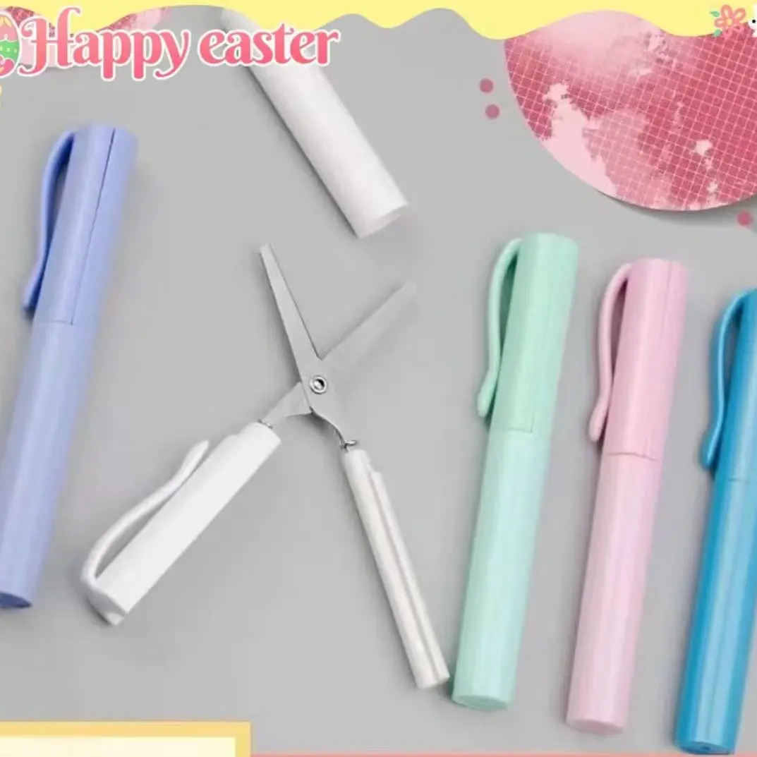 Portable Pen-Style Mini Craft Scissors, Creative Foldable Safety Knife, Cute Korean Design, Compact and Convenient, Ideal for Everyday Use, Office Gadgets