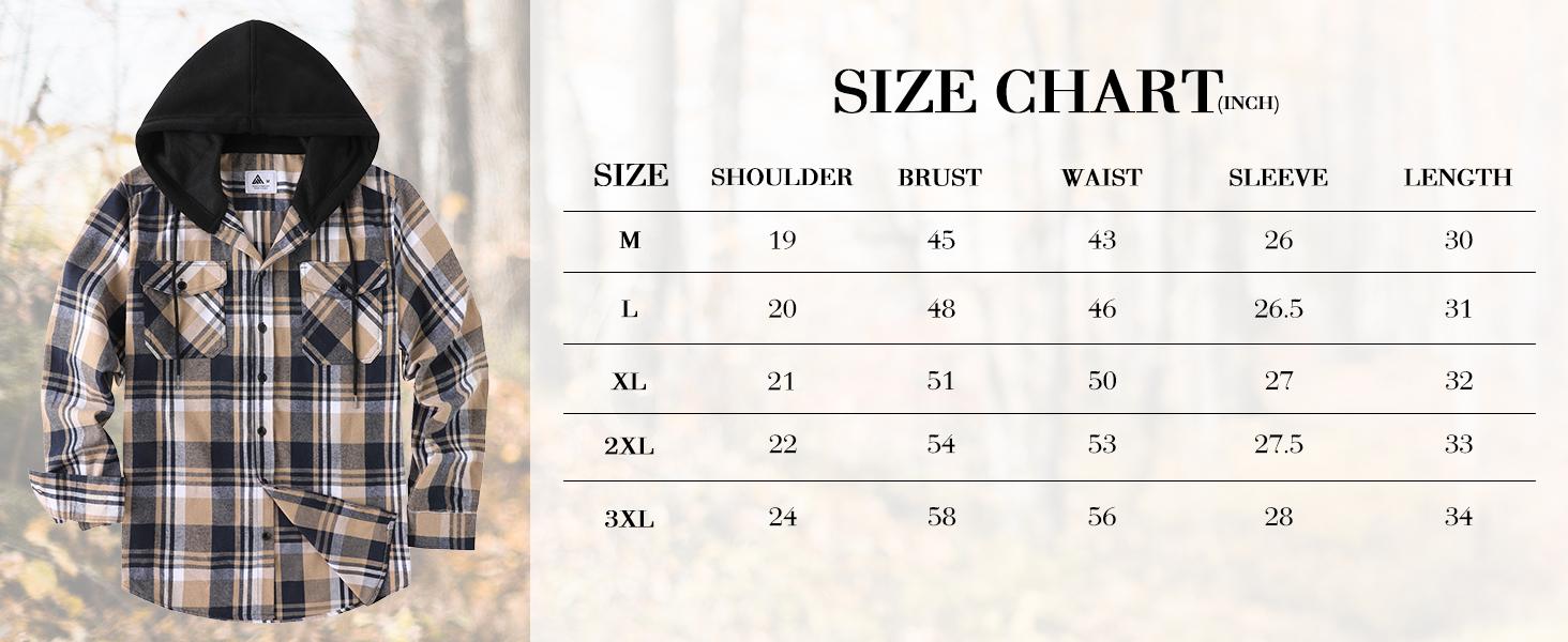 ZITY Men's Lumberjack style Lightweight Hooded Shirt - Thin Plaid Flannel Button Down - Soft Breathable Checked Hoodie for Everyday Wear - Casual Streetwear Top American Vintage Workwear